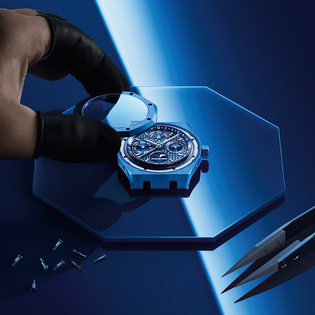 Imitacion Audemars Piguet Royal Oak Calendario Perpetuo Cerámica Azul